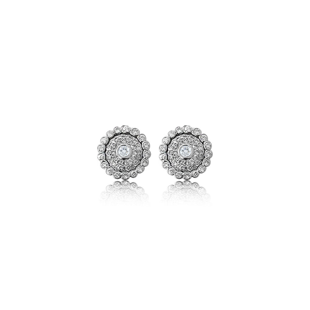 Evil Eye White gold White Diamond Ear Studs