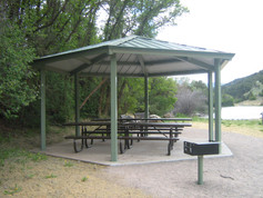 Steel shelter in park near Basalt
