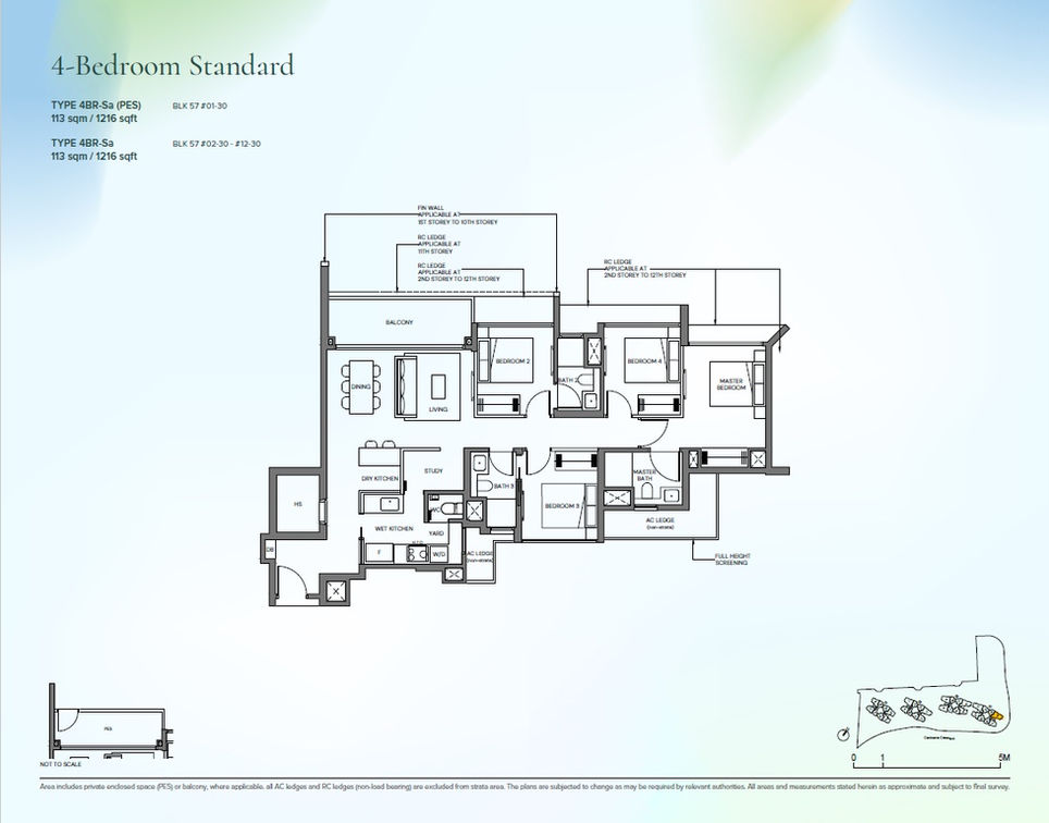 4-Bedroom floor plan of Canberra Crescent Residences