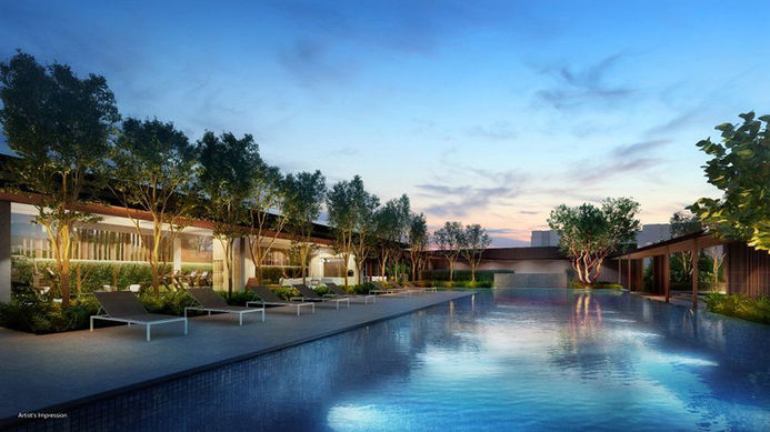 Infinity lap pool on Level 2 at Sky Eden @ Bedok