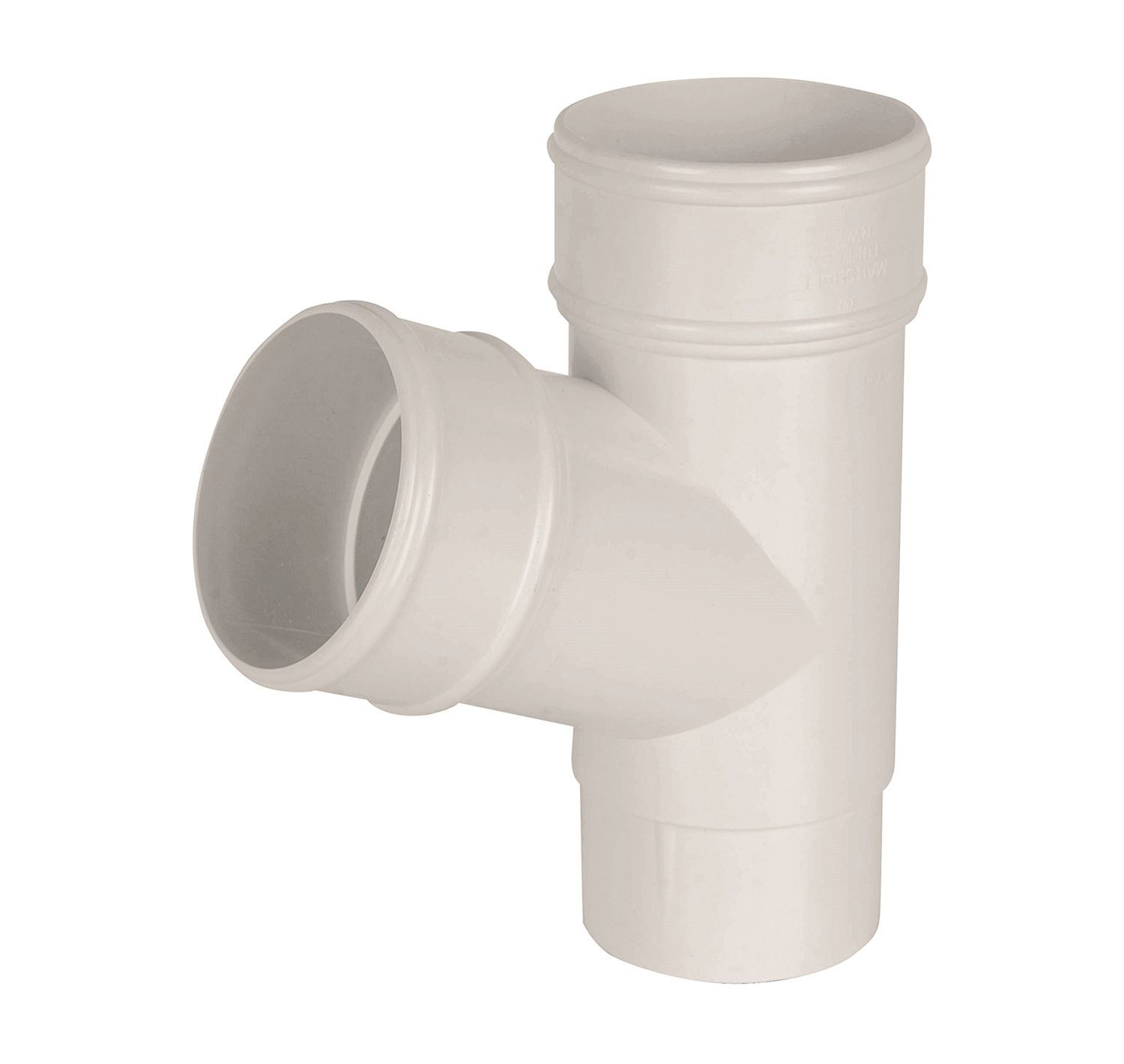 White Round Guttering 112.5°/ 45° Downpipe Branch -112mm