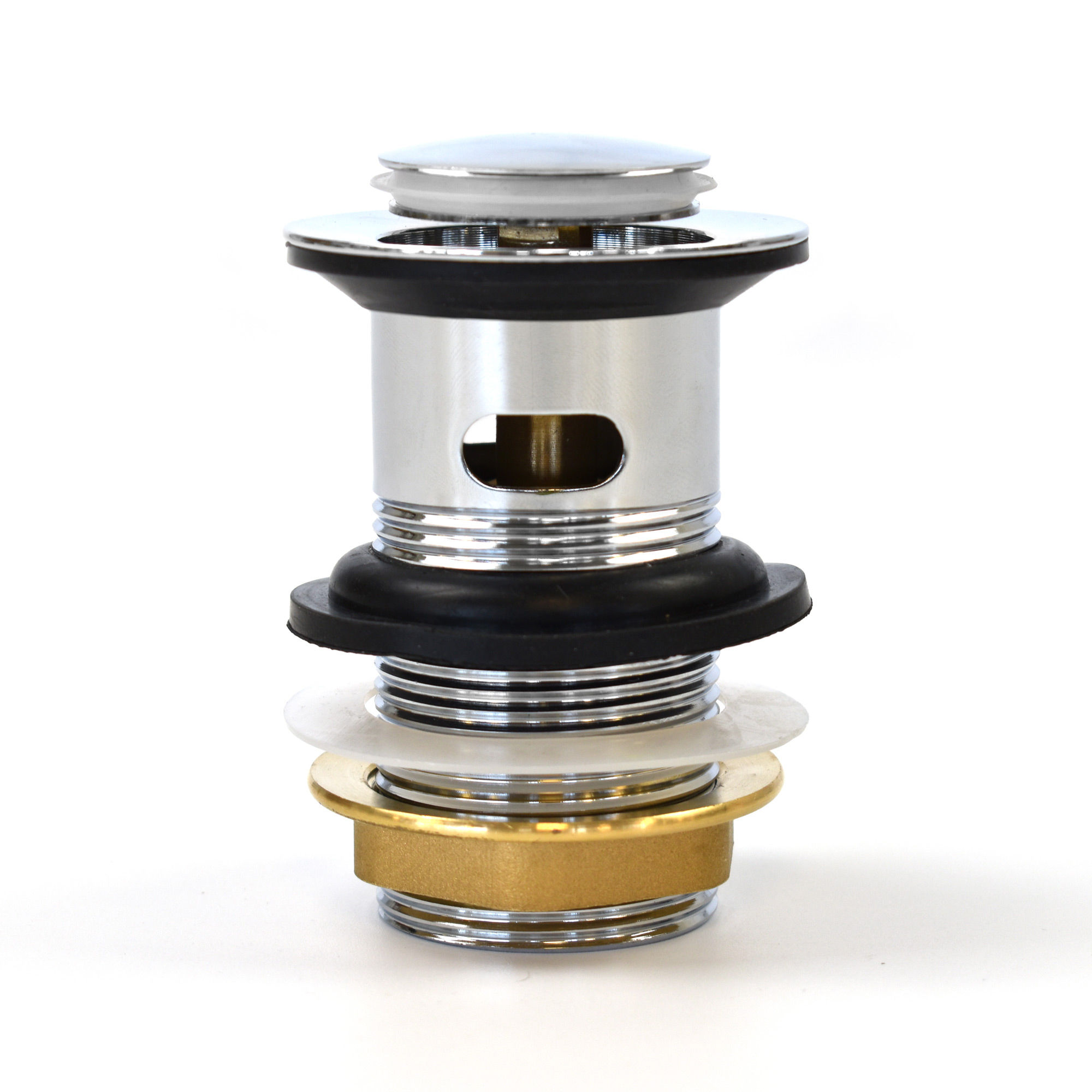 Chrome Click-Clack Slotted Basin Waste *Brass Nut*