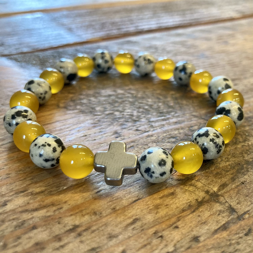 Thumbnail: Unisex Protection Friendship Bracelet. Dalmation Jasper & Yellow Agate