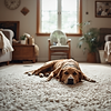 dog laying on a professional pet urine and order removal service carpet cleaning