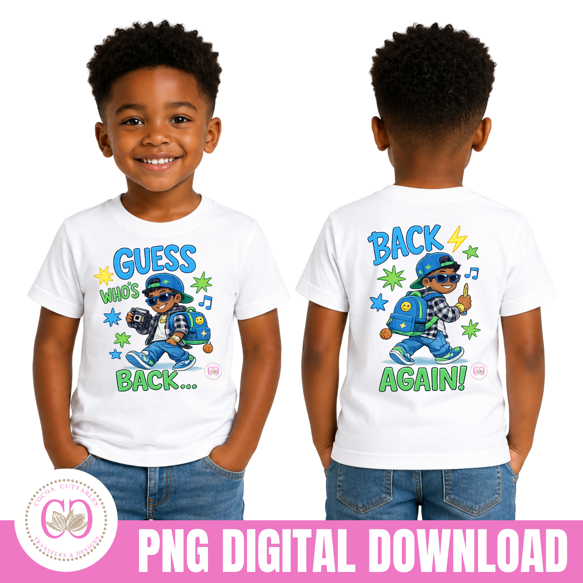 Back To School Png, Guess Who's Back Again, Cool Little Afro School Boy Png
