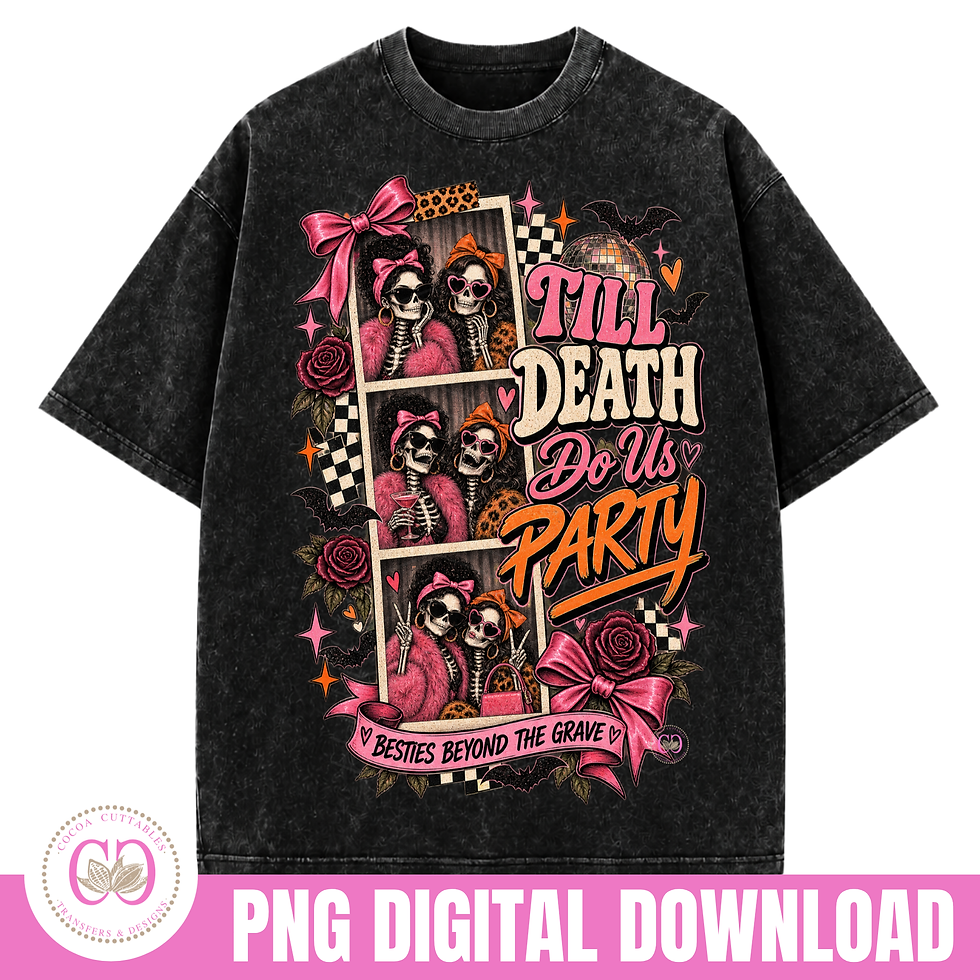 Thumbnail: Till Death Do Us Party, Skeleton Besties Beyond Grave, Retro Trendy Halloween