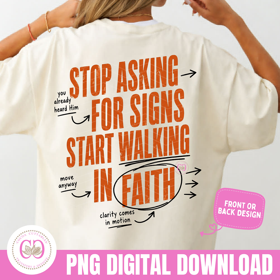 Thumbnail: Stop Asking For Signs Start Walking In Faith Front or Back Faith Based PngDesign