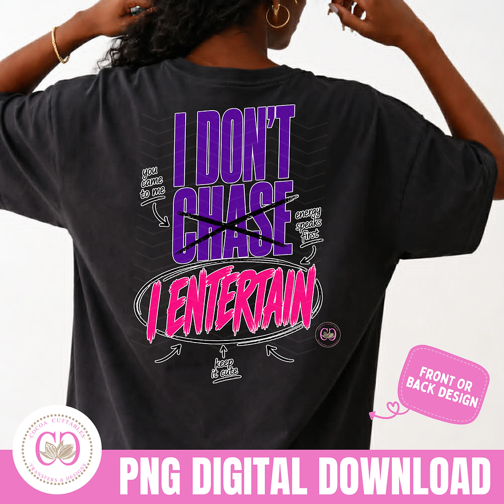 Thumbnail: I Don't Chase I Entertain Funny Sarcasm Png Sublimation