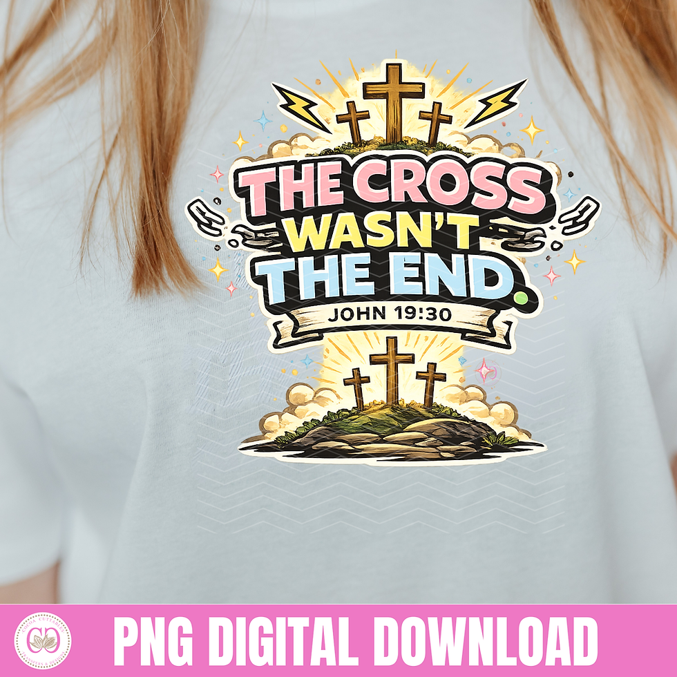 Thumbnail: The Cross Wasn’t the End John 19:30,Easter Pastel Design, Faith-based Spring Png