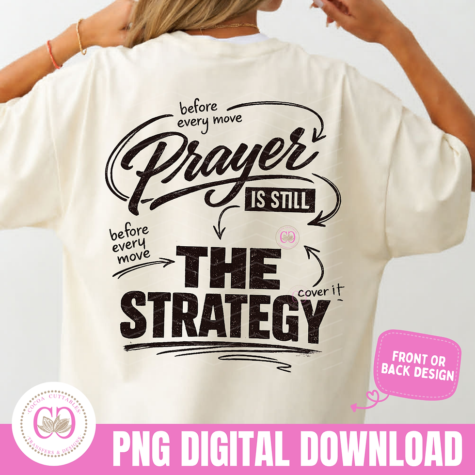 Thumbnail: Prayer Is Still The Strategy Front or Back Christian Faith Based Png Design