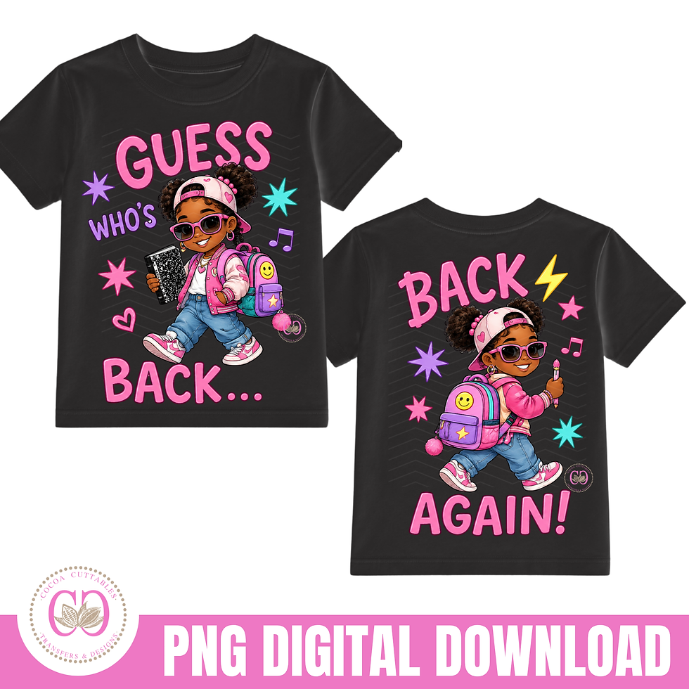 Thumbnail: Back To School Png, Guess Who's Back Again, Cool Little Afro School Girl Png