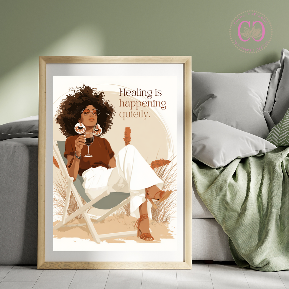 Thumbnail: Healing Is Happening Quietly Black Woman Affirmation Digital Artwork PNG File