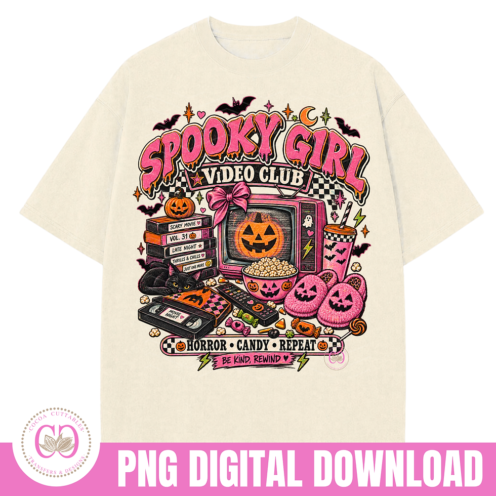 Thumbnail: Spooky Girl Video Club, Horror Nights, Scary Movies, Retro Trendy Halloween Png