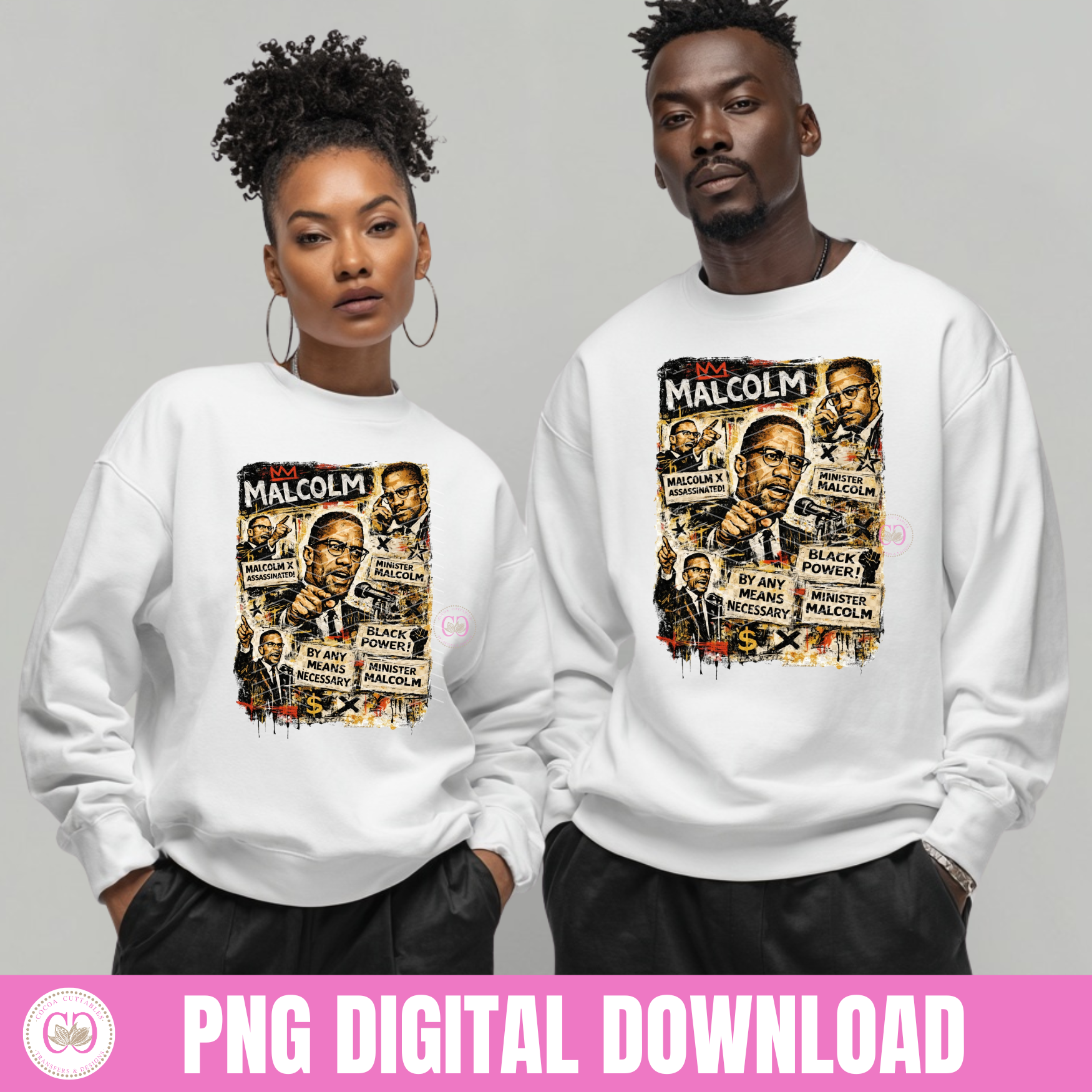 Malcolm X Abstract Collage Effect Png, Black History Month Png, Malcom X Png