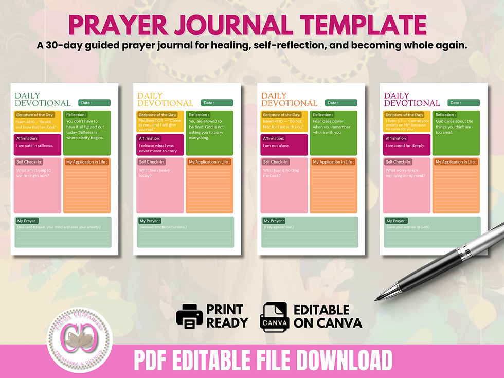 Thumbnail: 30-Day Guided Prayer Journal Printable Daily Devotional Canva Editable Template