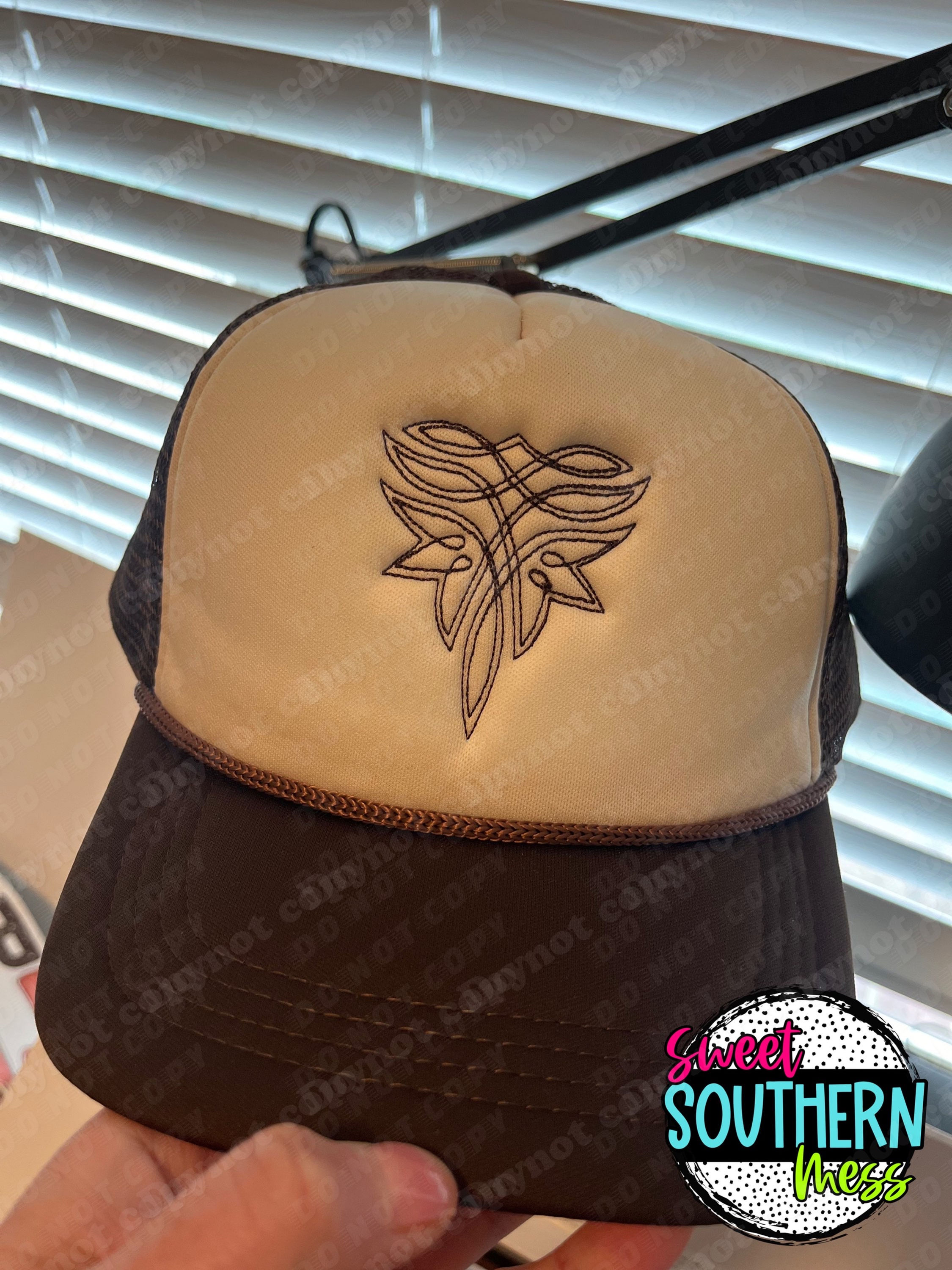 Embroidered Boot Stitch Pattern Hat