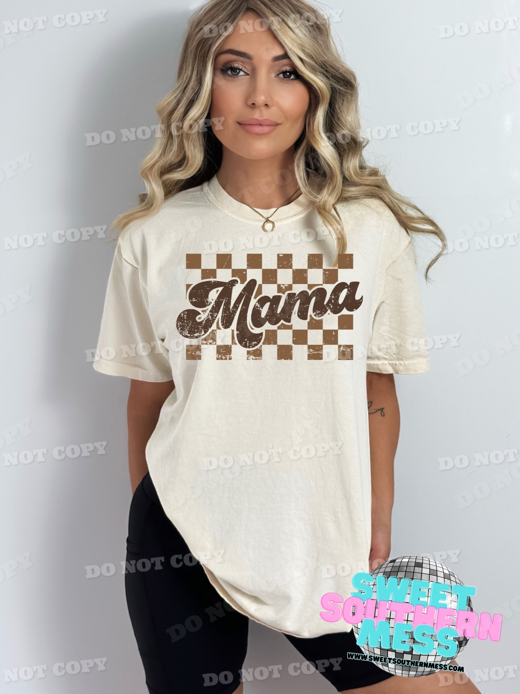 Mama Checker (brown print)