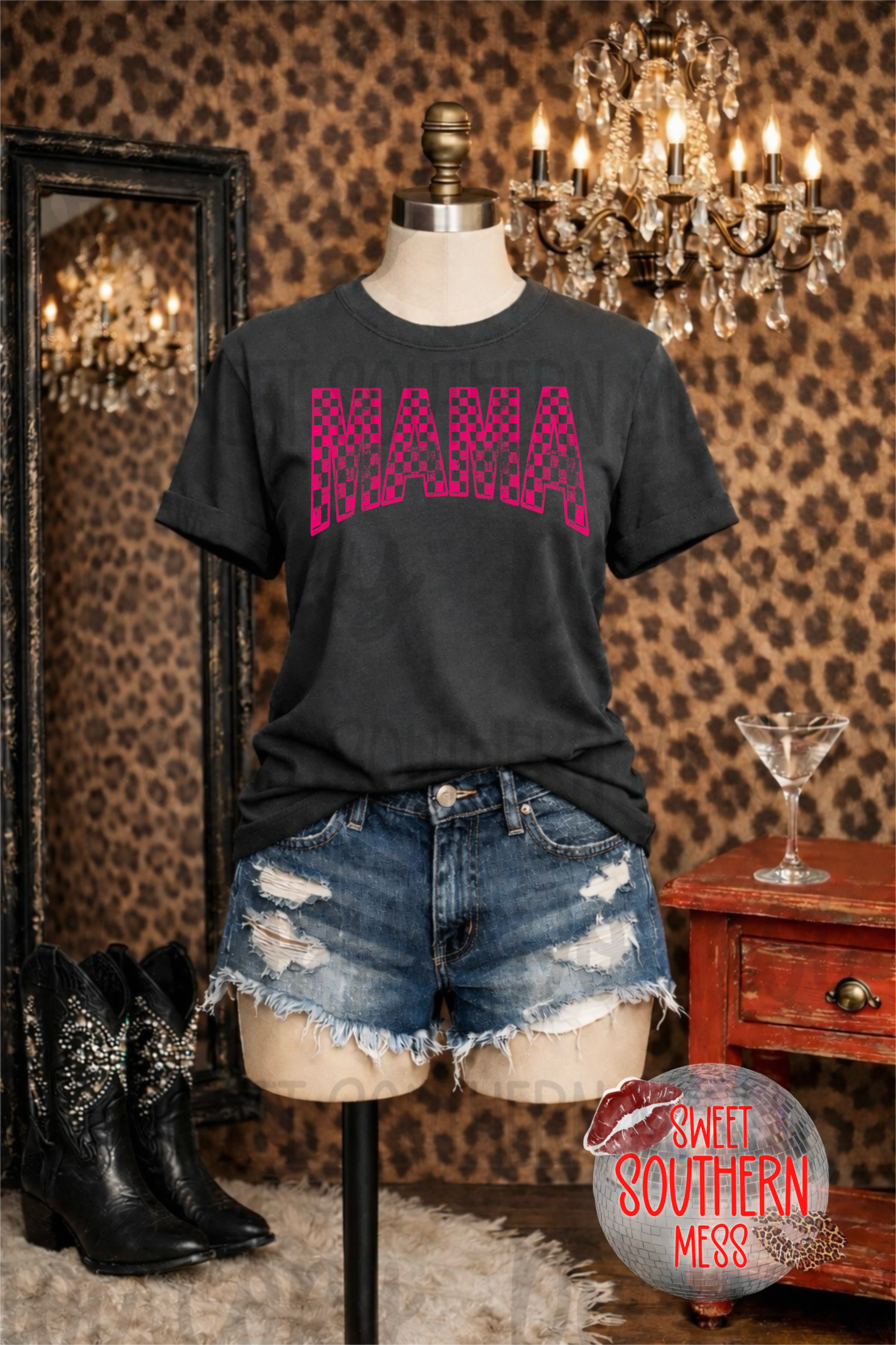 MAMA-Hot Pink Checkered 