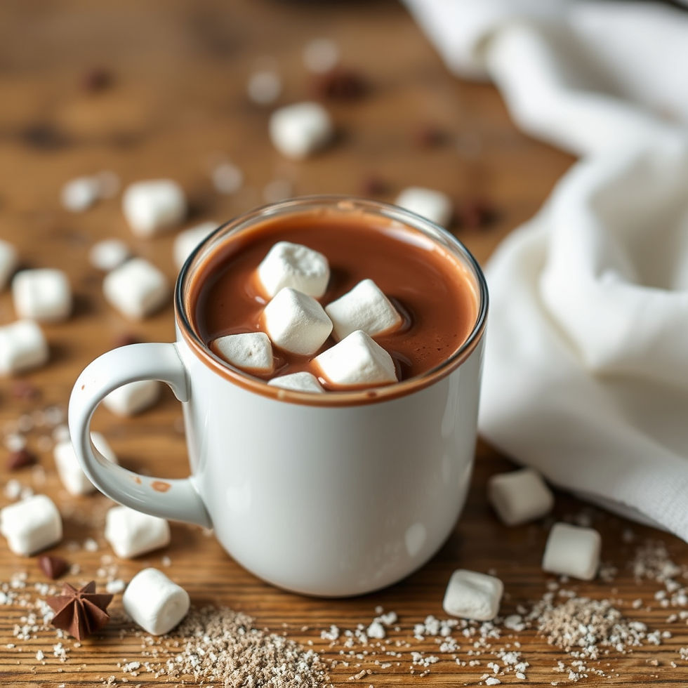 Eine Tasse heisse Schokolade mit Marshmallows
