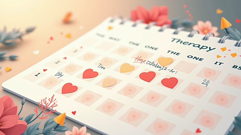 Close-up view of a calendar with therapy appointments marked in bright colors