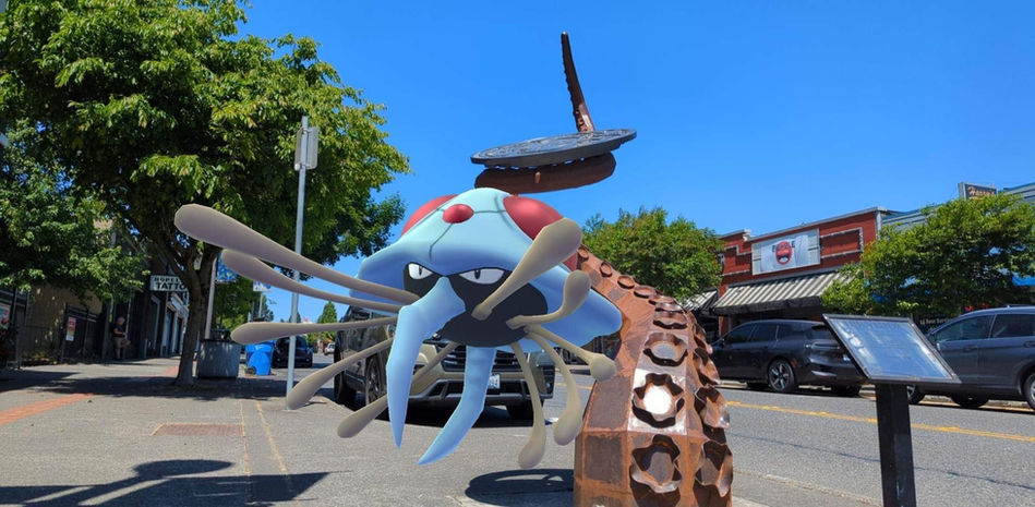 Pokémon admiring art in Vancouver Washington