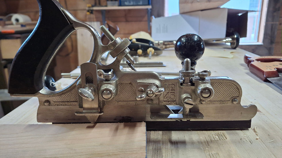 Stanley N0.45 Combination Plane. I have fallen in love with buying and restoring old antique hand tools. This tool was in mint condition, dating to about 1920 and a complete set with all the irons and attachments. I was absolutely delighted to be able to purchase this.