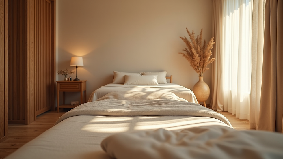 Eye-level view of a cozy therapy room prepared for a Barras de Access session