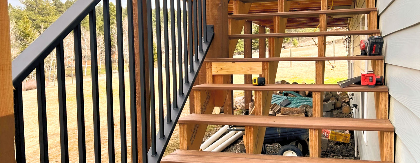 metal Hand rail leading to second story deck