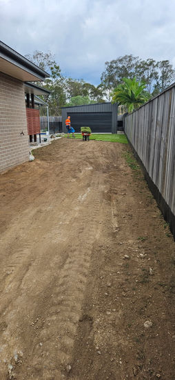 Cleared backyard dirt ready for turfing