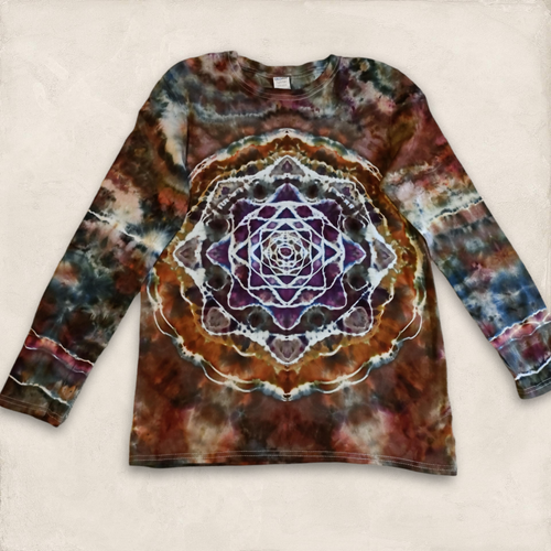 【SATIIIZ】Doen Sound Dyeing Long Sleeve Ice Dyed Long Sleeve Shirt - M | Twisty Tree Dyes