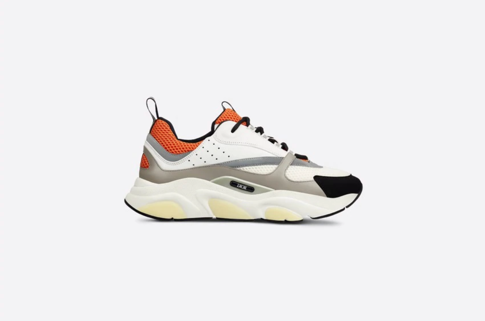 SNEAKER B22 DE PUNTO TÉCNICO ROJO Y PIEL DE BECERRO BLANCA Y GRIS