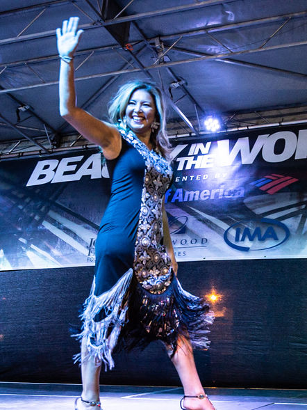 Marcella Modeling the dress named after her.