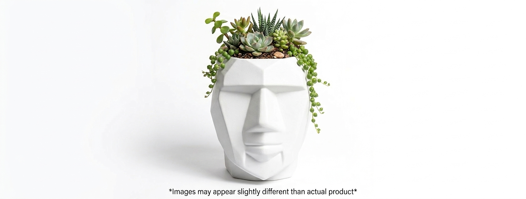 Geometric Stone Face Planter pot