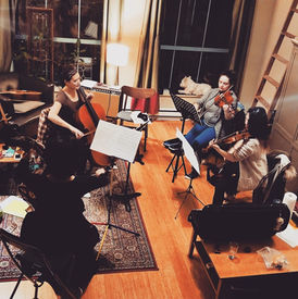 Cello, Violin, Viola, Bass rehearsal at the studio