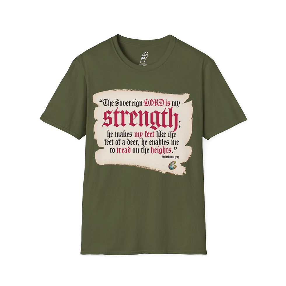 Thumbnail: HABAKKUK 3 and 19  Scriptured Series EXT unisex soft style tee