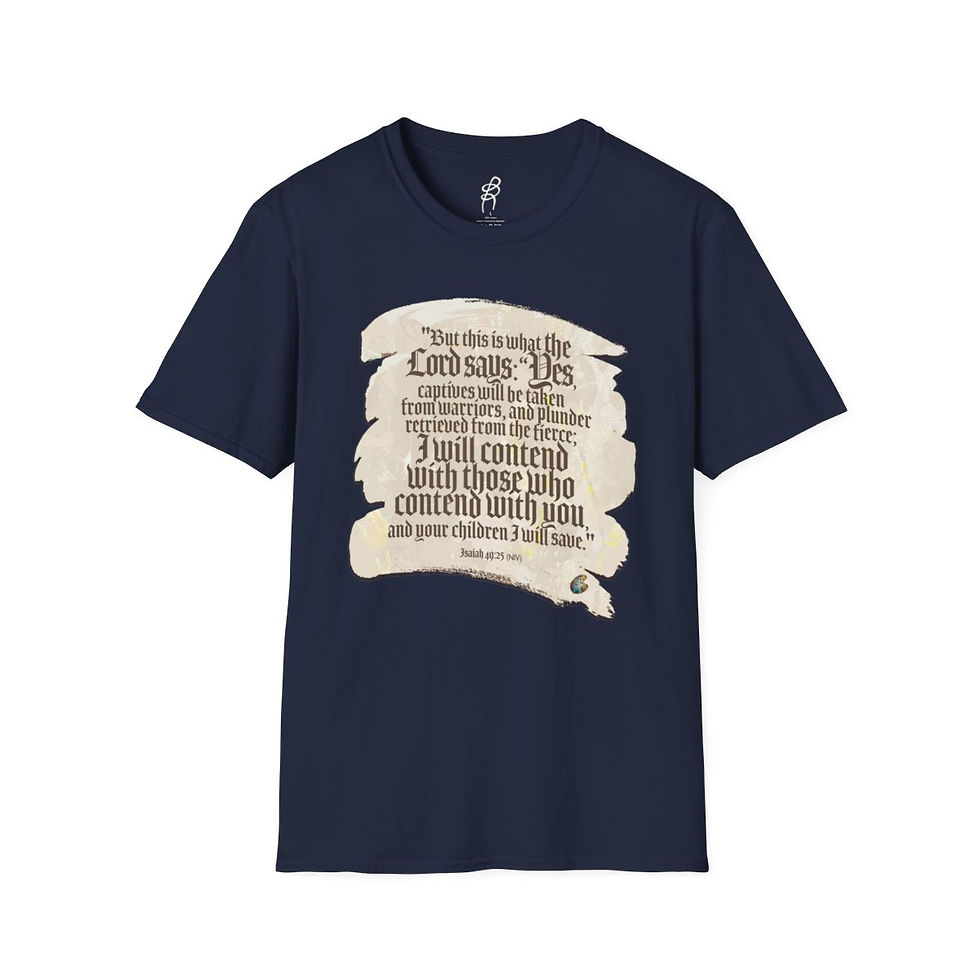 Thumbnail: Isaiah 49 and 25 God Fighting Our Battles Scripture Series EXT Softstyle T
