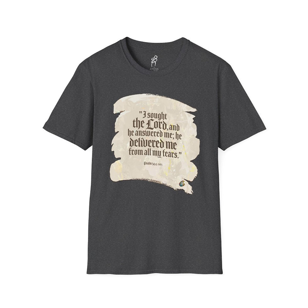 Thumbnail: Psalm 34 and 4  God Fighting Our Battles Scripture Series EXT Softstyle T