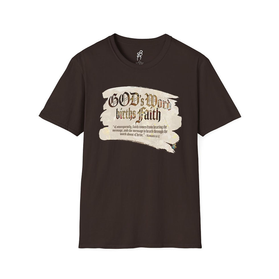Thumbnail: Romans 10 and 17 FAITH2 Scripture Series EXT Softstyle Tee