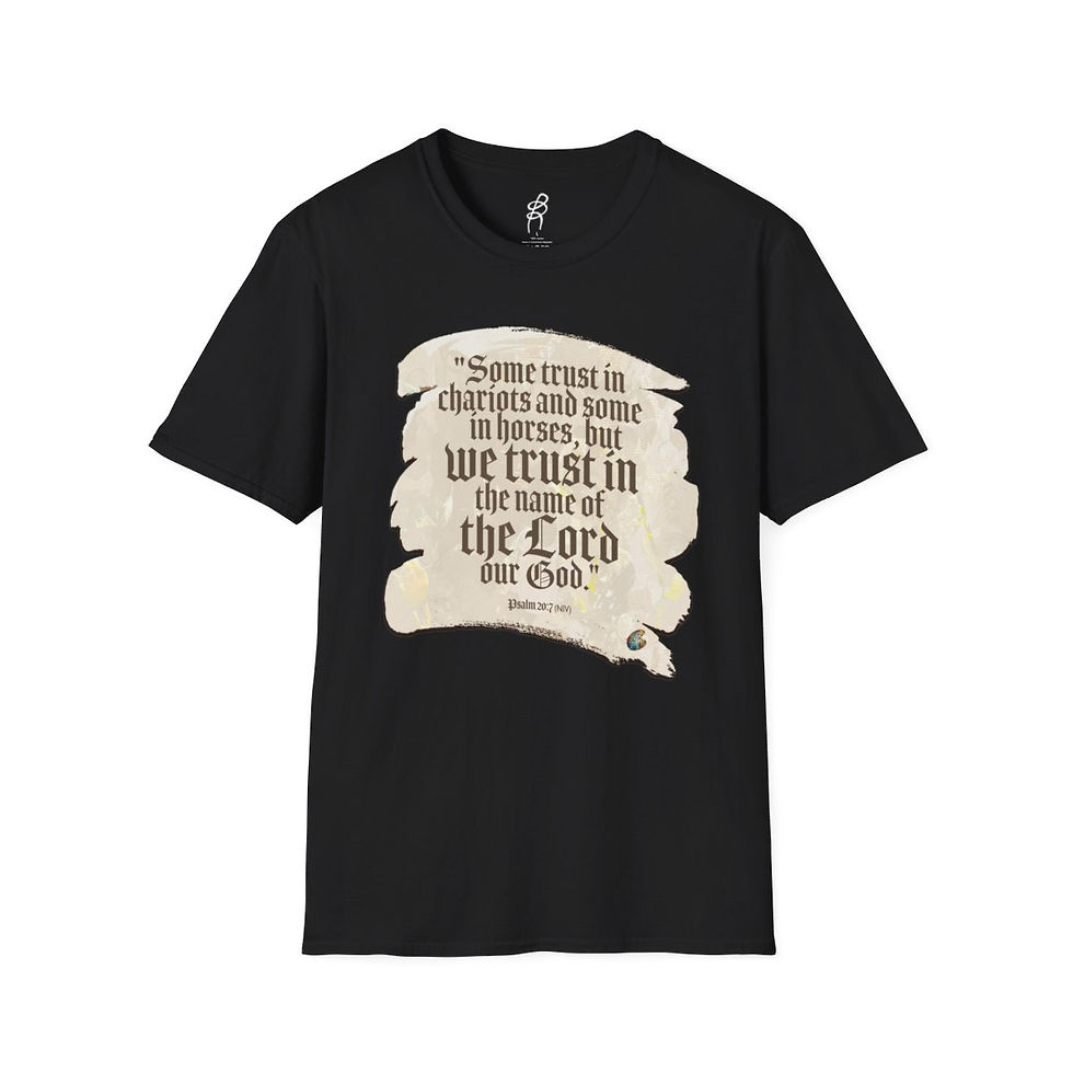 Thumbnail: Psalm 20 and 7 God Fighting Our Battles Scripture Series EXT Softstyle Tee