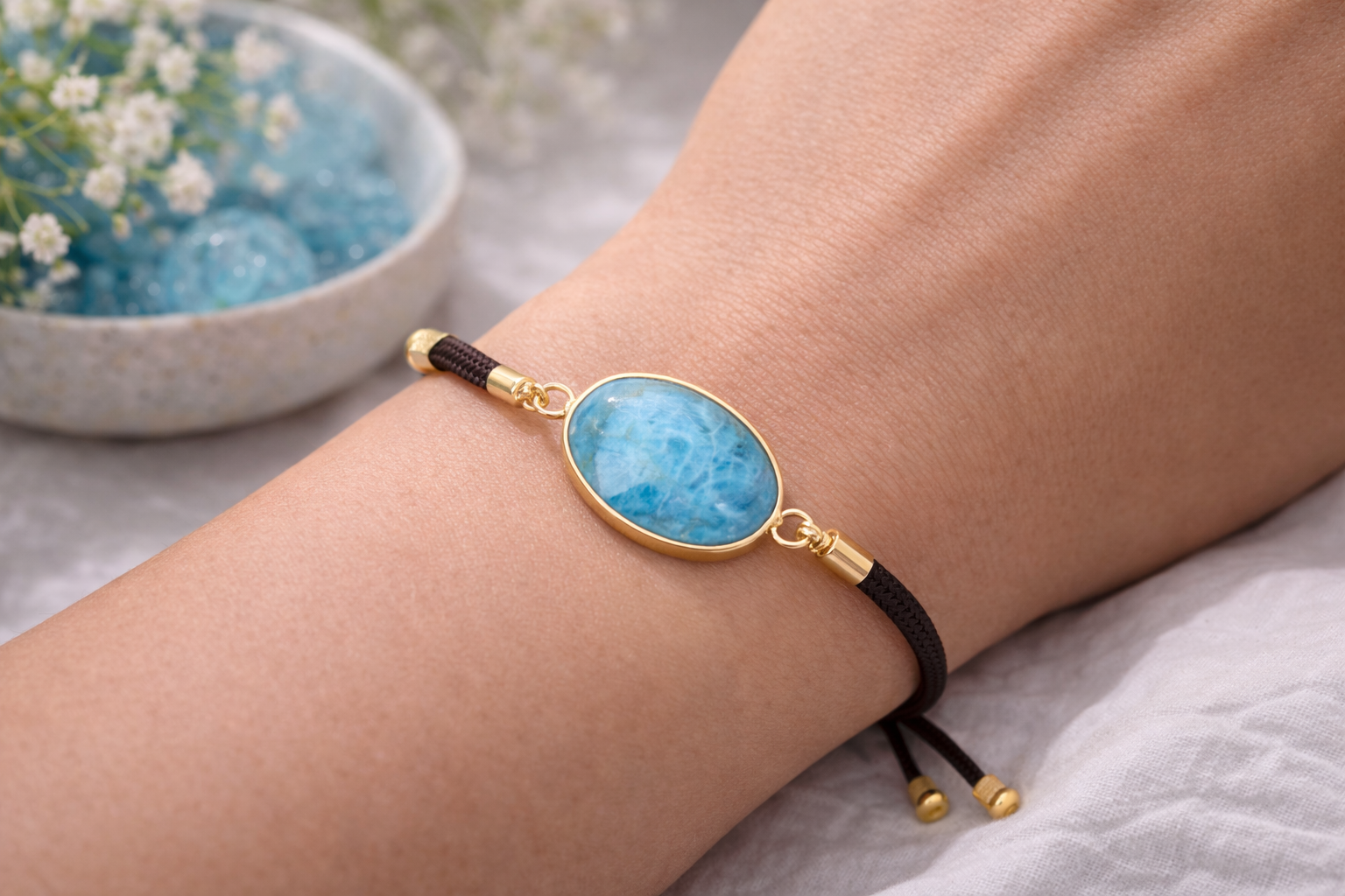 💙 Bracelet Double Facette Apatite Bleue – Communication & Apaisement