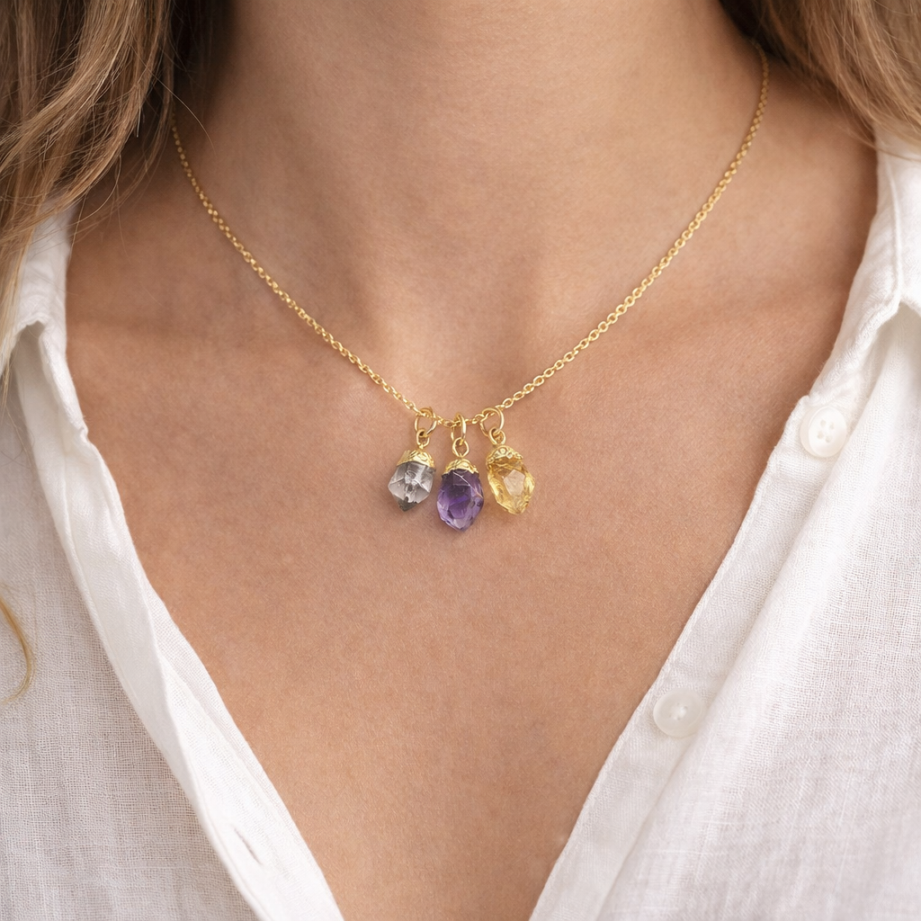 Collier Bélier 3 pendentifs – Pierres naturelles