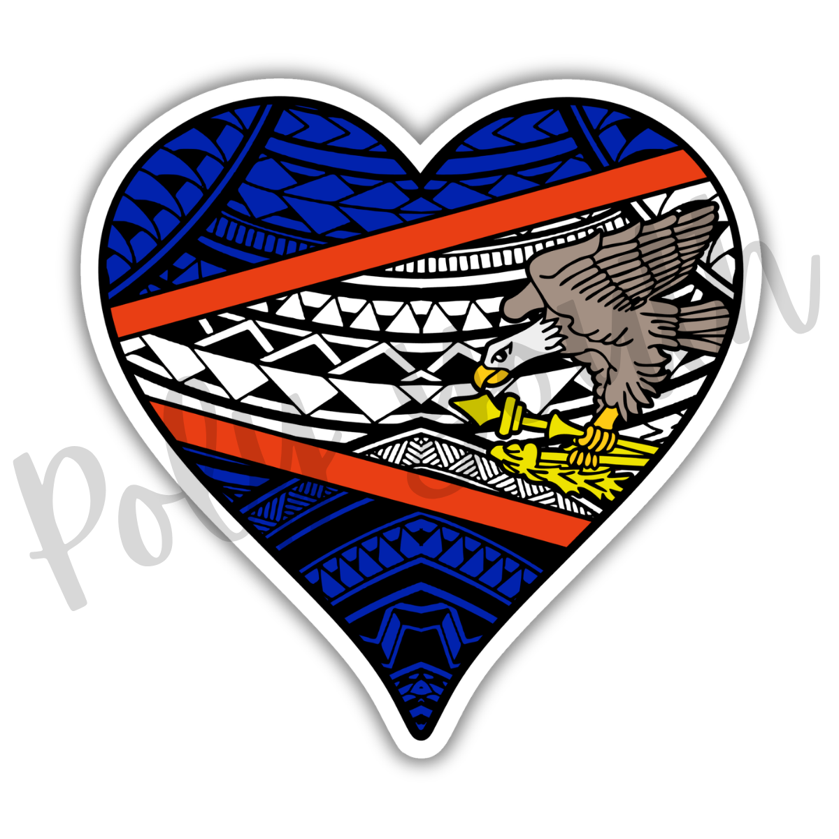 American Samoa Flag Heart Sticker