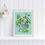 Thumbnail: Robin on a wateringcan nettles and dandelions blue background