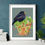 Thumbnail: blackbird on flowerpot of strawberry plants stealing strawberries olive green background