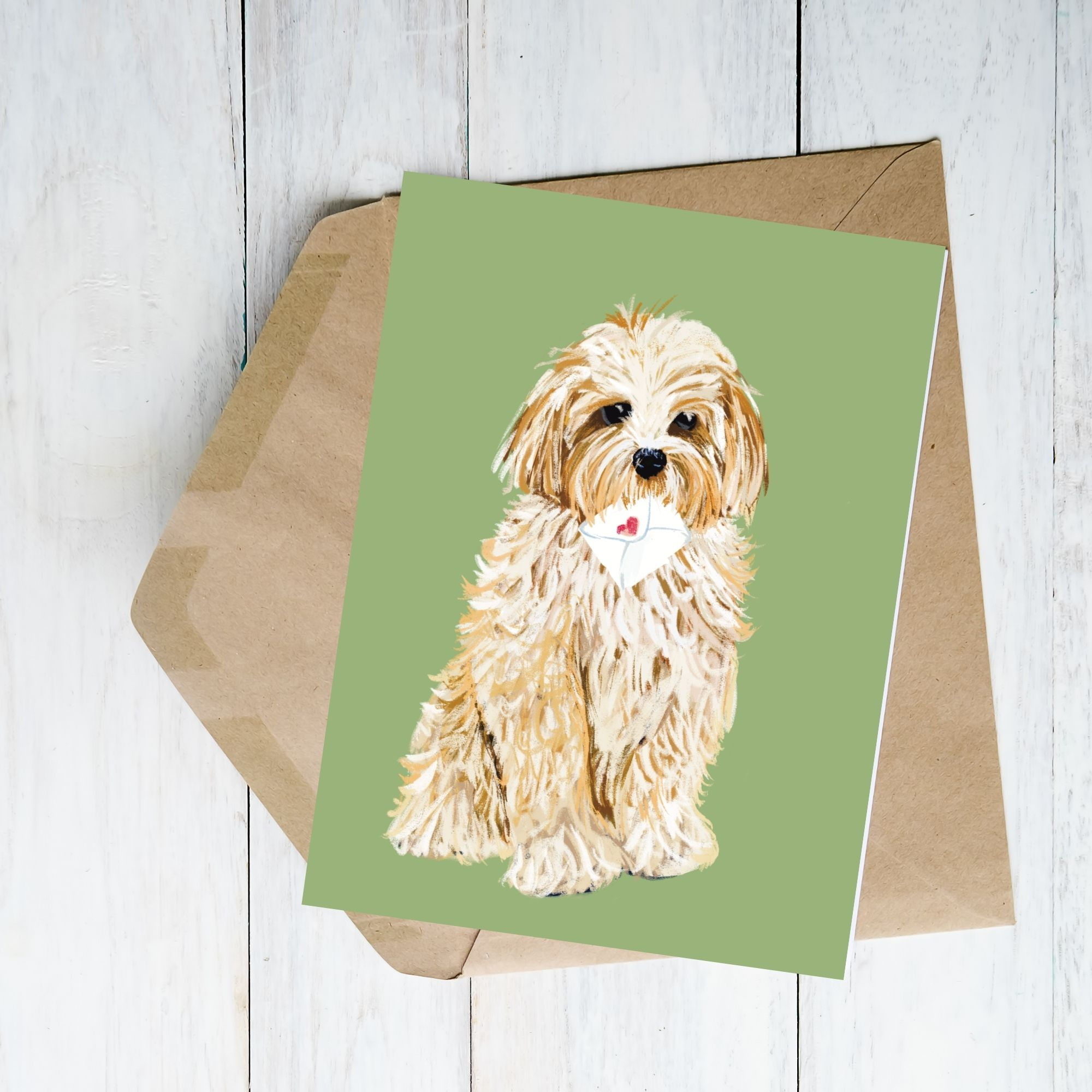 Cute cavapoo puppy illustration