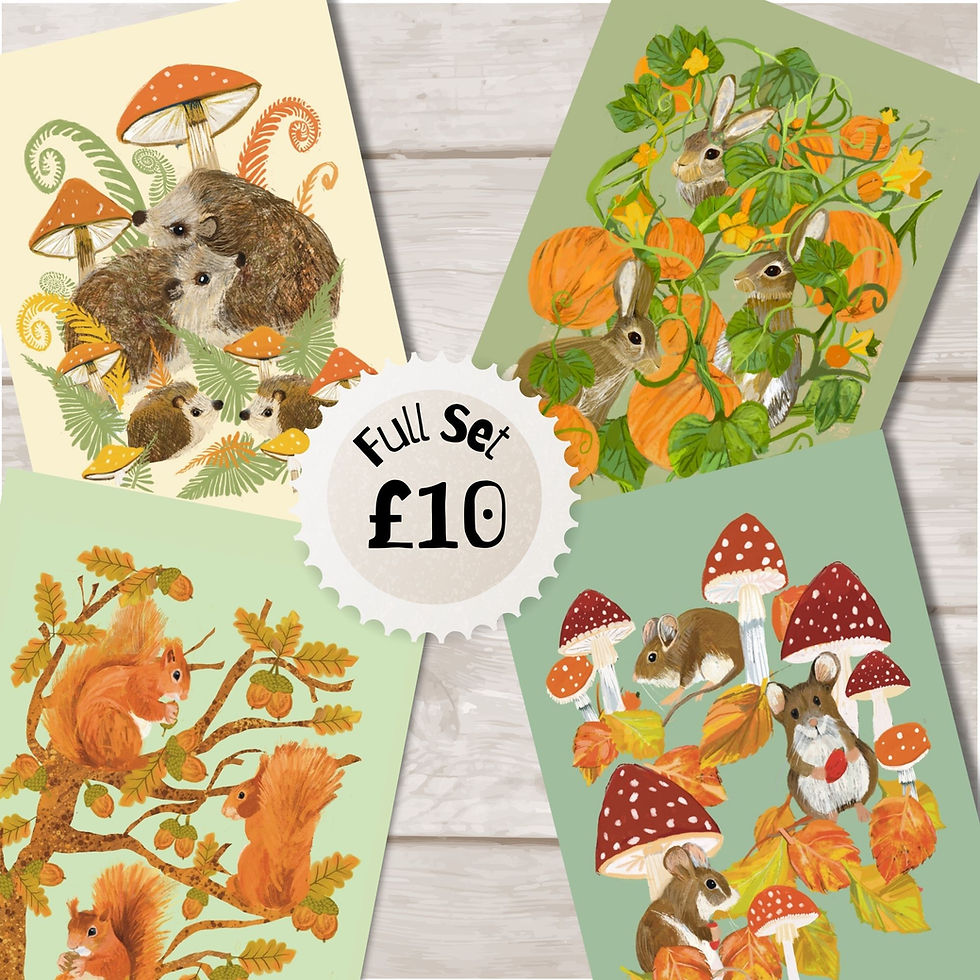 Thumbnail: Rabbit and Pumpkins cute cards for children