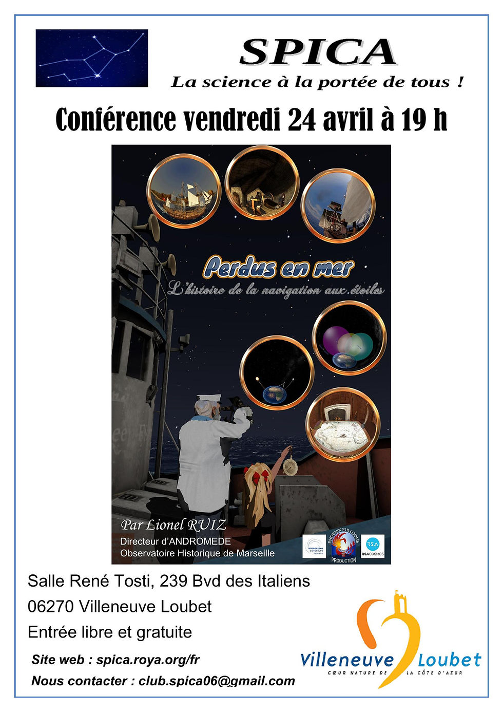 Conférence SPICA : “Perdus en mer : l’histoire de la navigation aux étoiles”