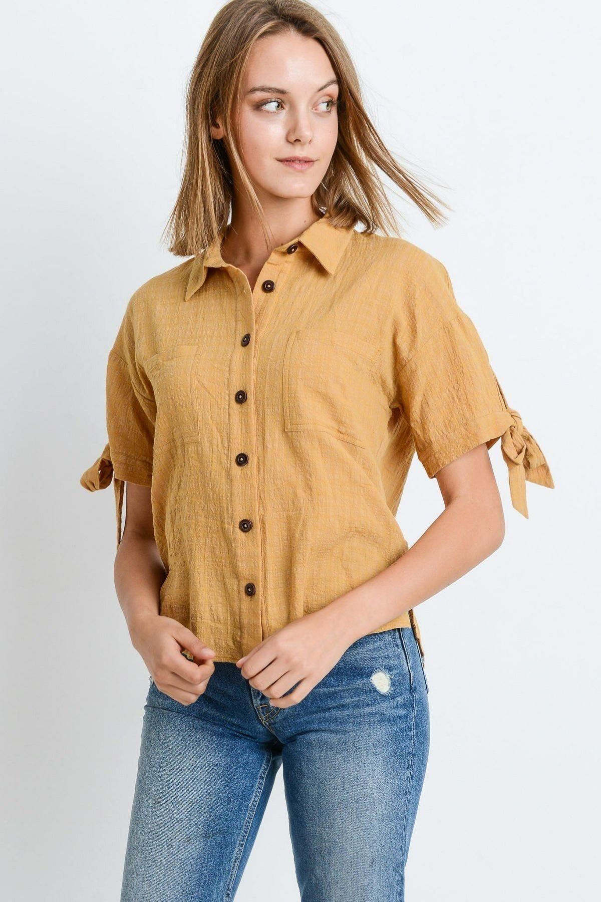 Marigold Tie-Sleeve Top
