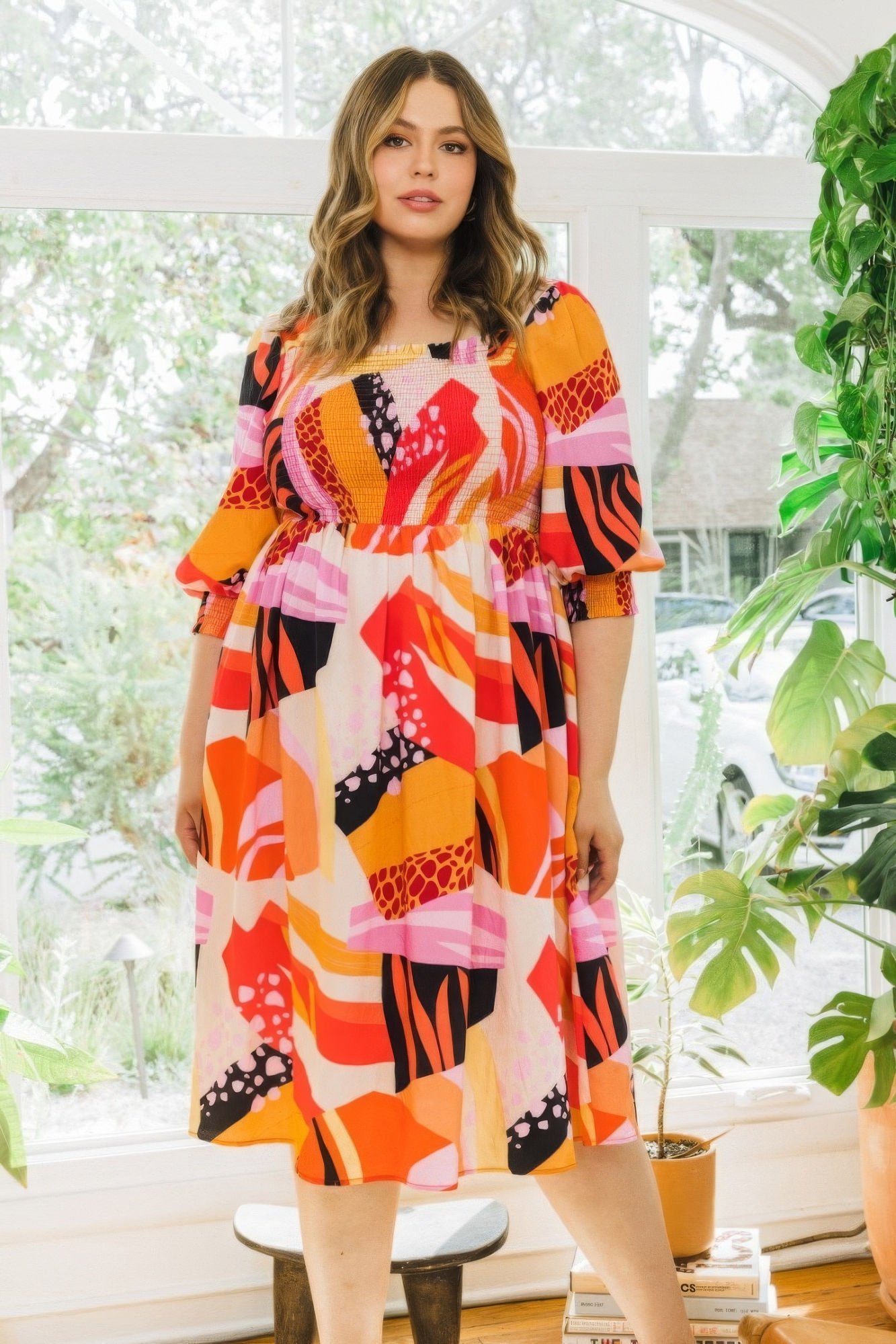 Plus Blossom Grace Midi Dress