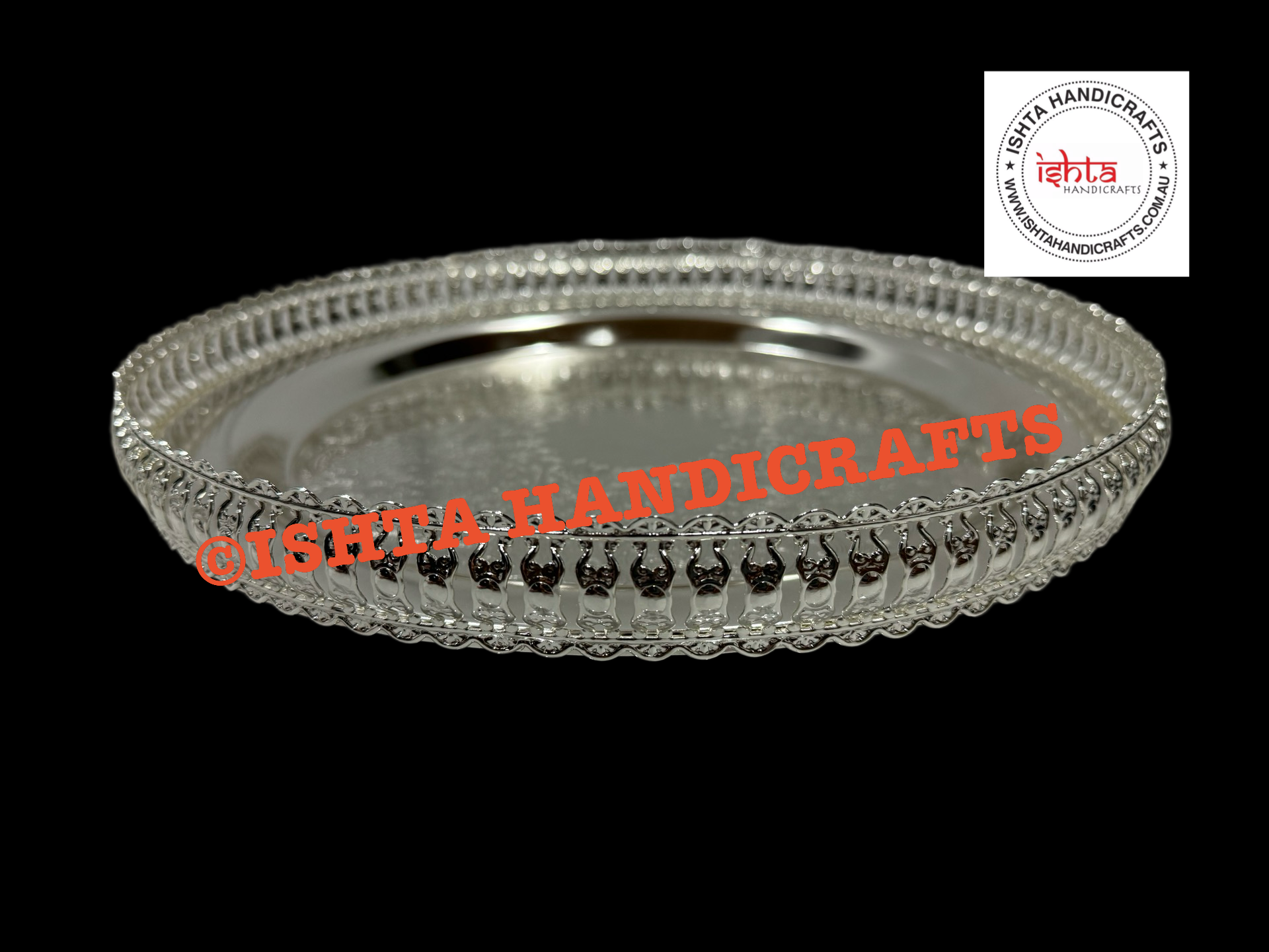 German Silver Fancy Tray - Round (12 Inches)